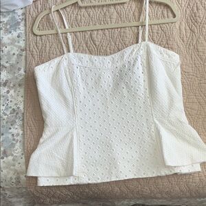 White House Black Market Off-White Patterned bustier/Camisole w/peplum bottom